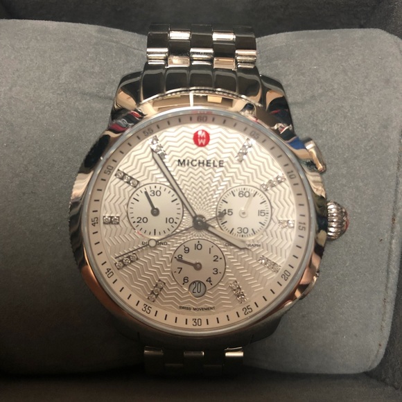 Michele Silver Uptown Diamond Dial Watch - Picture 4 of 16
